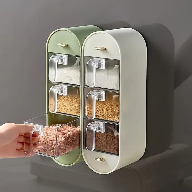 Wall-mounted Multi-compartment Seasoning Storage Box