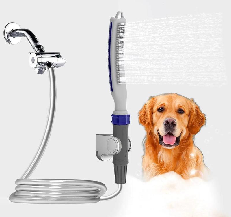 Pet Shower Attachment for Bathing and Cleaning Indoor and Outdoor Includes 8-Foot Flex Hose Adapter Quick Connector.